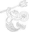 Triton. Element for coloring page. Cartoon style. 