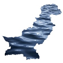Map Of Pakistan With A Photo Of Water Surface As Symbol Of Floods Which Are Destroying The Country