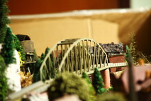 Miniature Model Railroad Layout Scene Represent Hobby And Toy Concept Related Idea.