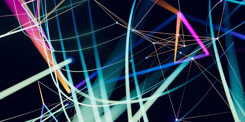 Global network. Blockchain. 3D illustration. Neural networks and artificial intelligence. Abstract