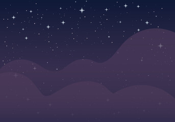 Wall Mural - night foggy sky with bright stars and copy space