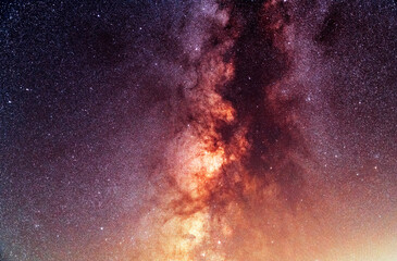 Wall Mural - Beautiful bright close-up milky way galaxy. Night photography, starry   sky.