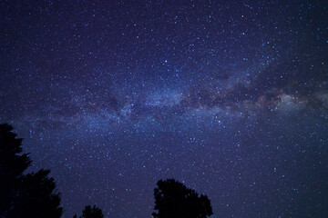 Wall Mural - Beautiful bright milky way galaxy. Night photography, starry  sky.