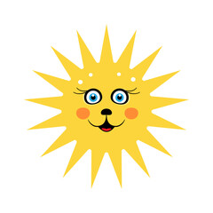 Sticker - Sun cartoon isolated on white background - vector