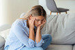 © Graphicroyalty - Sinus ache causing very paintful headache. Unhealthy woman in pain. Sharp strong sore. Sinus pain, sinus pressure, sinusitis. Sad woman holding her head because sinus pain