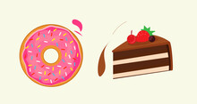 Desert Cakes Fast Food Vector Illustration Art Drawing Design Elements