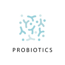 Probiotics Bacteria Vector Design. Concept Of Design With Lactobacillus Probiotic Bacteria. Design With Prebiotic Healthy Nutrition Ingredient