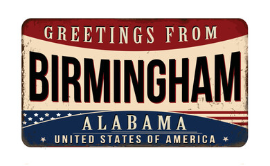 Wall Mural - Greetings from Birmingham vintage rusty metal sign