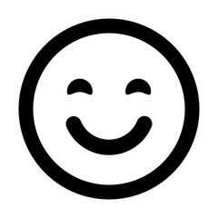 Happy smiley face or emoticon line art icon for apps and websites with transparent background PNG