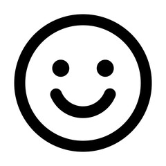 Happy smiley face or emoticon line art icon for apps and websites with transparent background PNG