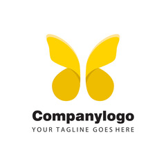 Wall Mural - simple yellow butterfly flat design for logo company