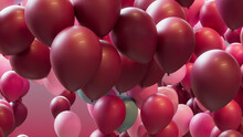 Colorful Festival Balloons In Magenta, Pink And Pastel Blue. Colorful Background.