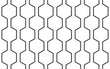 Connected Hexagon Shapes In Black Outline In An Alternating Repeat Pattern, Geometrical Vector Illustration