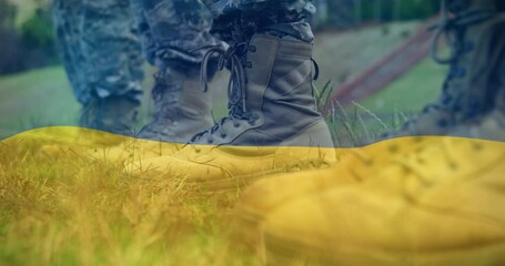 Poster - Animation of soldiers over flag of ukraine