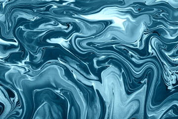 Wall Mural - abstract fluid art background dark blue and turquoise colors. liquid aquamarine marble. acrylic pain