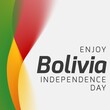 Illustration of enjoy bolivia independence day text against multicolored background, copy space