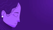Illustration de femme de profil, le visage penché, les yeux fermés, elle exprime un sentiment de tristesse, dépression,deuil,psychothérapie,vecteur pour landing page de site internet, féminin