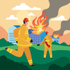 Poster - two firefighters with extinguisher