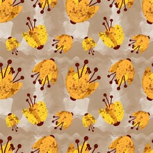 Yellow Brown Floral Abstract Pattern For Printing On Textile, Paper, Packaging.
Floral Graphic Design For Print.