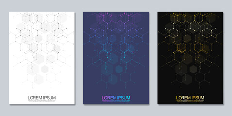 Wall Mural - abstract geometric background with hexagons shape pattern for a business brochure or cover book, pag