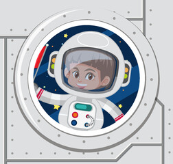 Sticker - Spaceship window with astronaut