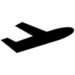 Flugzeug Icon in schwarz als Symbol für Flughafen, Start oder Abflug