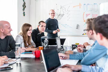 Wall Mural - relaxed informal it business startup company team meeting.