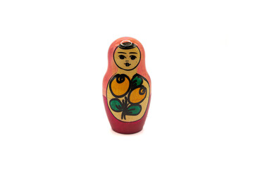 Traditional Russian doll on white isolated background.