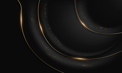 Wall Mural - luxury dark background combine with golden lines shapes element
