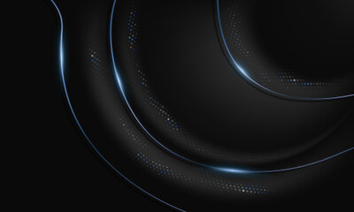 Wall Mural - abstract curve overlapping on black background