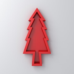 Aufkleber - Minimal red christmas tree sign isolated on white wall background with shadow 3D rendering