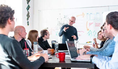 Wall Mural - relaxed informal it business startup company team meeting.