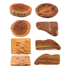 Wall Mural - png Isolated wooden chopping boards collage set