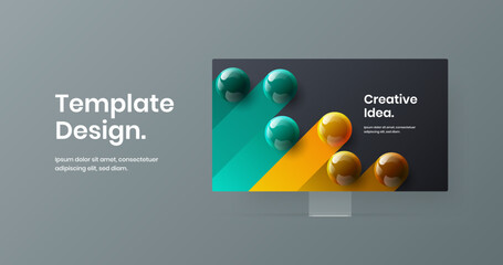 Premium website design vector concept. Unique computer display mockup landing page illustration.