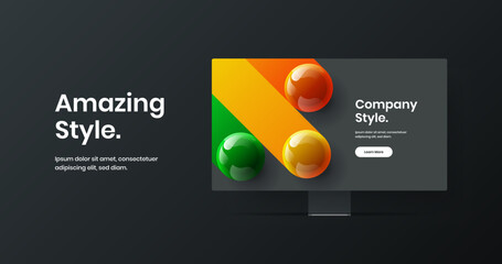 Premium web project vector design concept. Minimalistic computer monitor mockup landing page template.