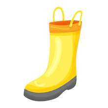 Yellow Boot In Flat Style Isolated Vector