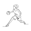 © MuhammadZulfan - Continuous single one line drawing of basketball woman player healthy sport championship vector illustration