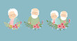 Print. Nice old couple. Vector grandfather and grandmother. Cartoon characters. Grandfather's and grandmother's day. Good old people. Pensioners. Many years together.