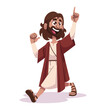 Jesus sorrindo e apontando para cima