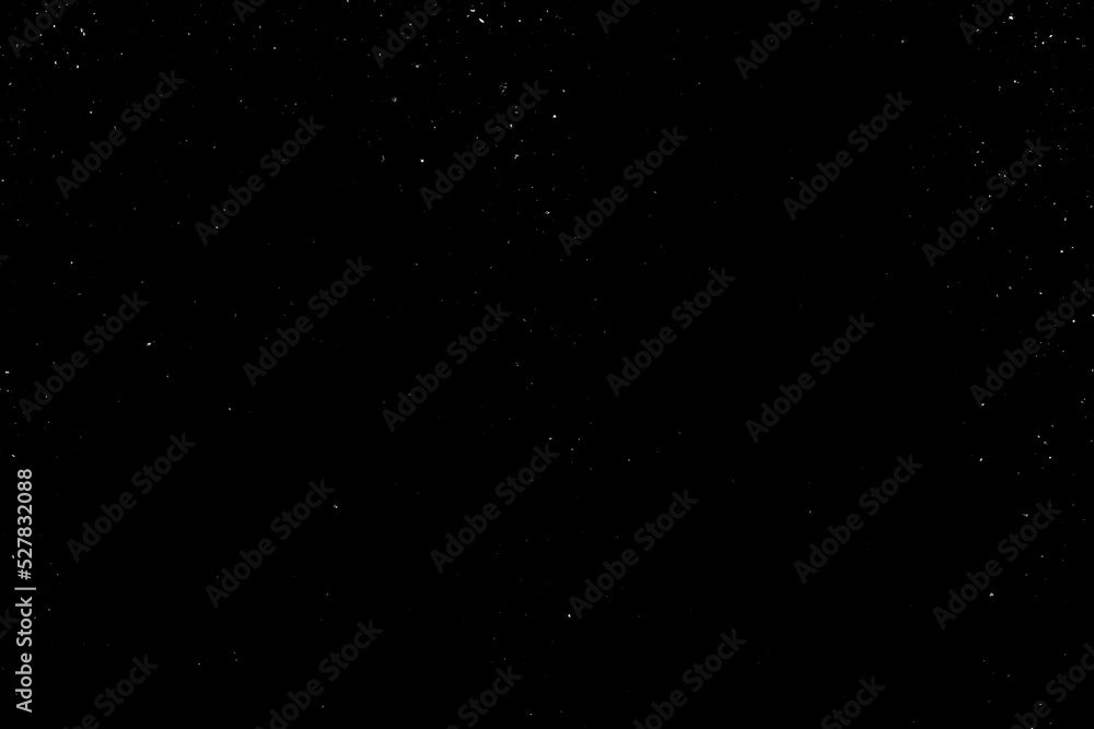 Chaotic white star bokeh on a isolated black background. falling blurry ...