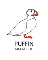 Wall Mural - Atlantic Puffin logo. Flat vector illustration. 