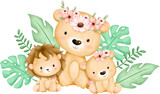 Fototapeta Pokój dzieciecy - Cute lion family