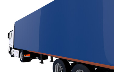 Wall Mural - Blue Semi Truck Trailer Side View Illustration.