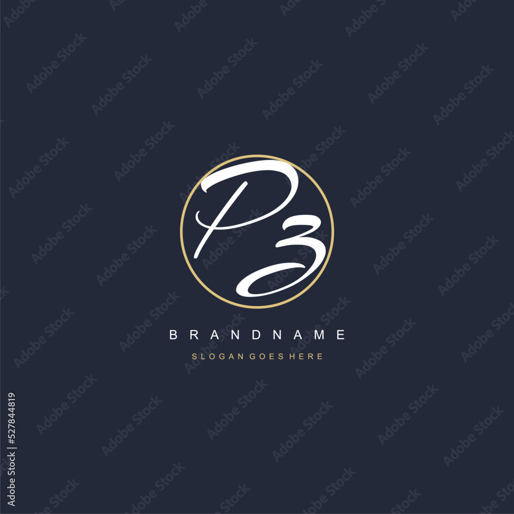 Initial letter PZ logo monogram feminine style with circle line design ...