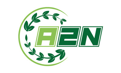 AZN Three-letter natural logo design, vector template. | monogram logo | abstract logo | wordmark logo | font logo | lettermark logo | business logo | brand logo |
