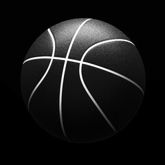 Wall Mural - Three dimensional model of basketball ball over black background.