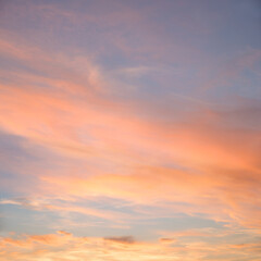 Wall Mural - beautiful sunset sky with colorful clouds, square format