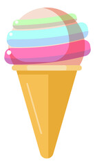 Poster - Waffle cone with ice cream ball in cartoon style