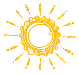 Wall Mural - doodle sun. hand drawn light circle with decorative rays