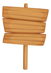 Sticker - Wooden boards on pole. Blank signboard with wood texture